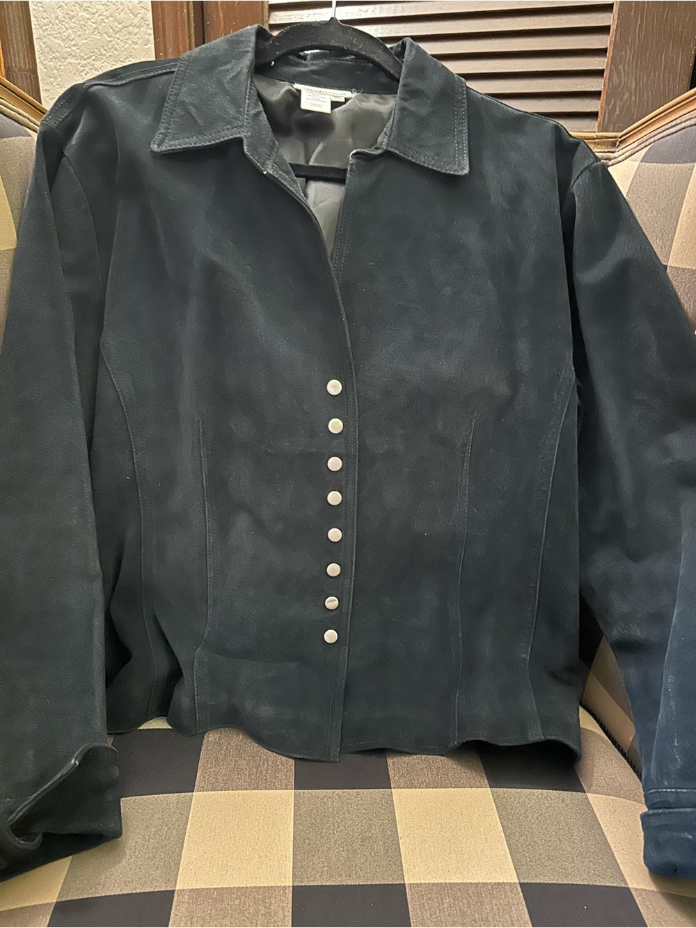 Woman’s Black Suede Button-Front Jacket